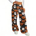 thumbnail image 4 of Fabrcox Halloween Womens Pj Pants Funny Pumpkin Ghost Spider Web Women's Sleep Pants Comfy Spooky Fall Winter Wide Leg Lounge Pants Women, 4 of 5