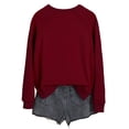 thumbnail image 4 of HNMKIU Chemises pour Femmes Chandail en Molleton pour Femmes Hauts Décontractés Raglan Manches Longues Col Rond Chandail Chandail en Molleton Décontracté Couleur Unie Hauts, 4 of 4