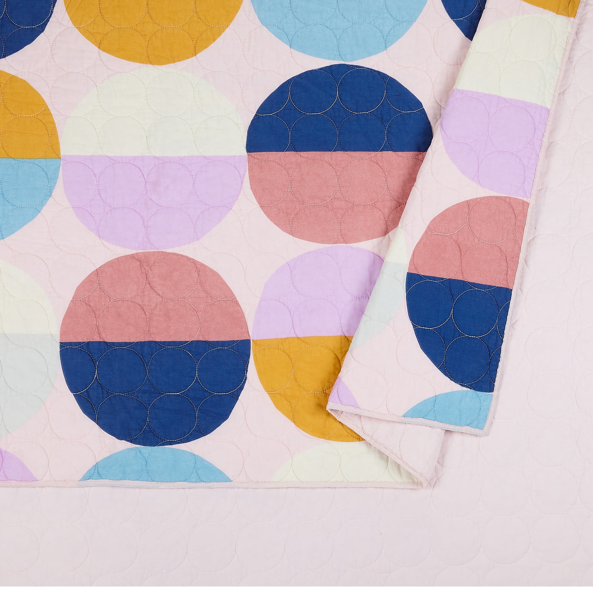 Makers Collective Circles Pink 3-Piece Quilt Set, King