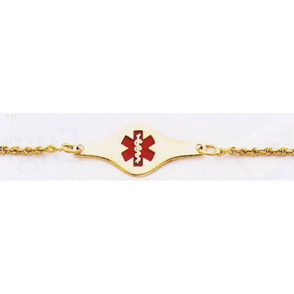 14K GOLD ROPE MEDICAL ID BRACELET - 8 Inch