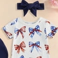 thumbnail image 4 of Wxirdiow July 4th Baby Bodysuit 4th of July Baby Girl Outfits Newborn Romper Dress Summer Infant American Flag Clothes Cute Toddler Tutu Dresses Blue Size,6-12 Months, 4 of 5