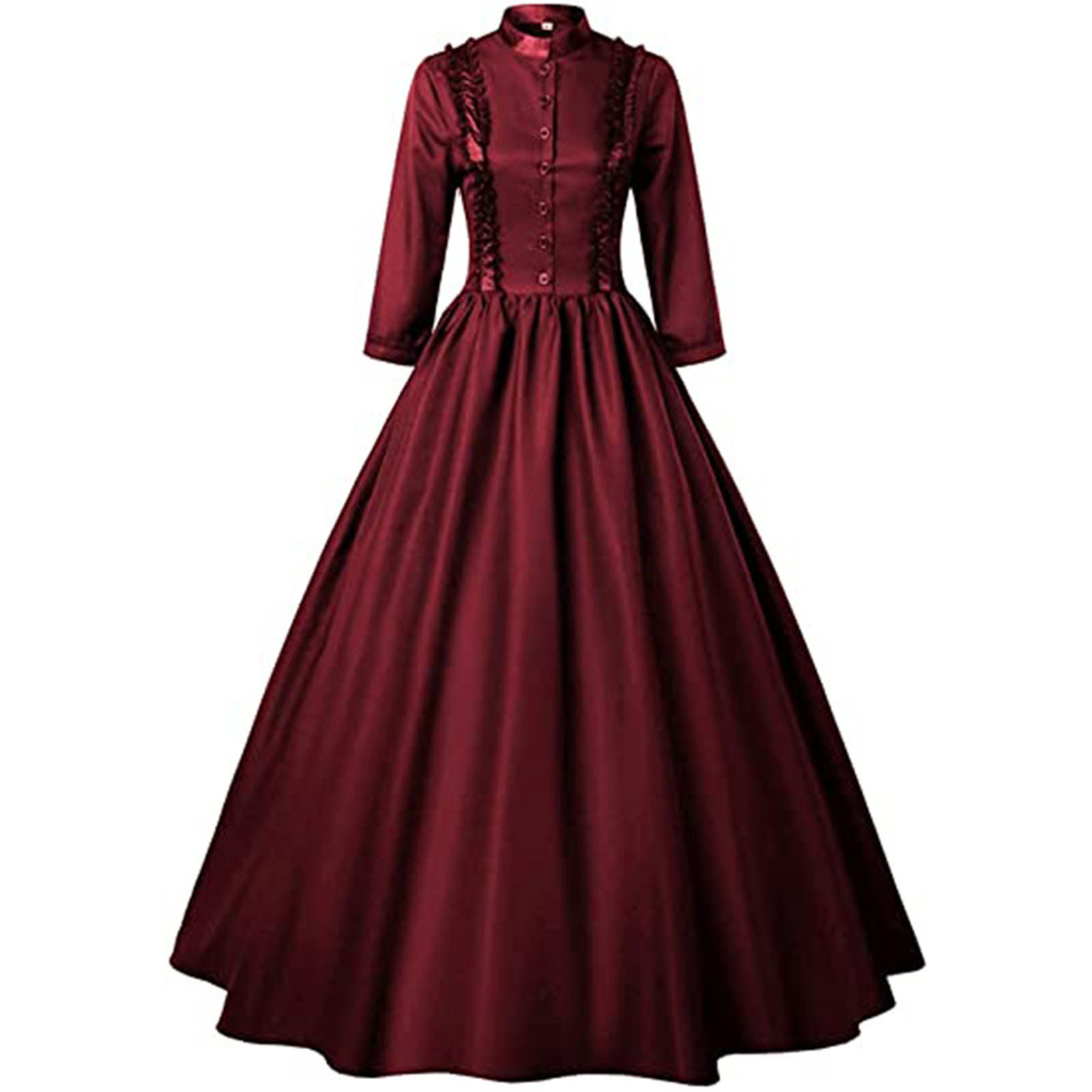 Gosuguu Clearance Dress Women's Medieval Costume Retro Renaissance Long  Sleeve Round Neck Flowy Vintage Prom Dresses # Sales and Deals Today Prime  Wine XL 