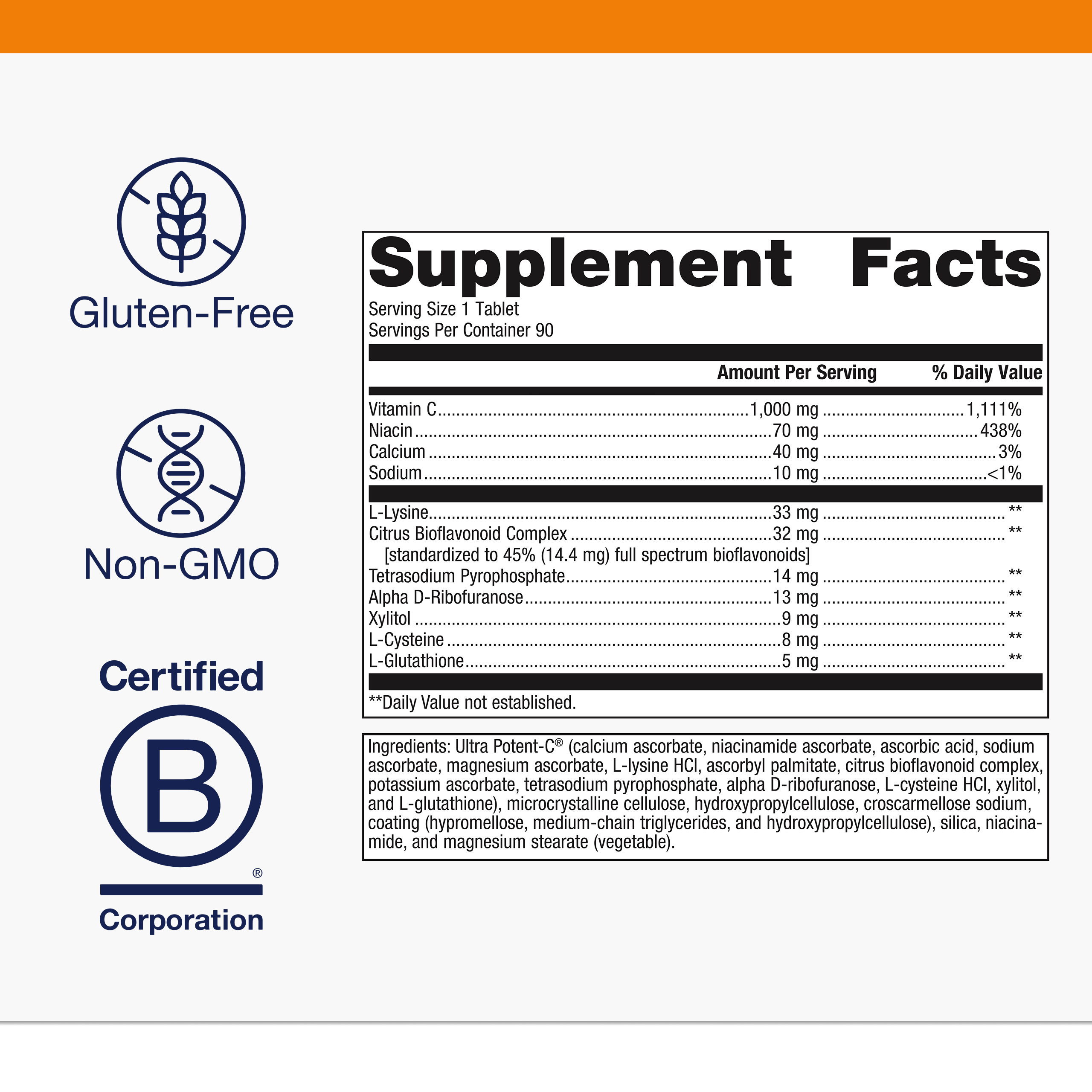 Metagenics Ultra Potent-C 1000 Vitamin C - Gentle, Buffered Vitamin C Supplement - Immune Support Supplement* - Ascorbic Acid - 90 Tablets