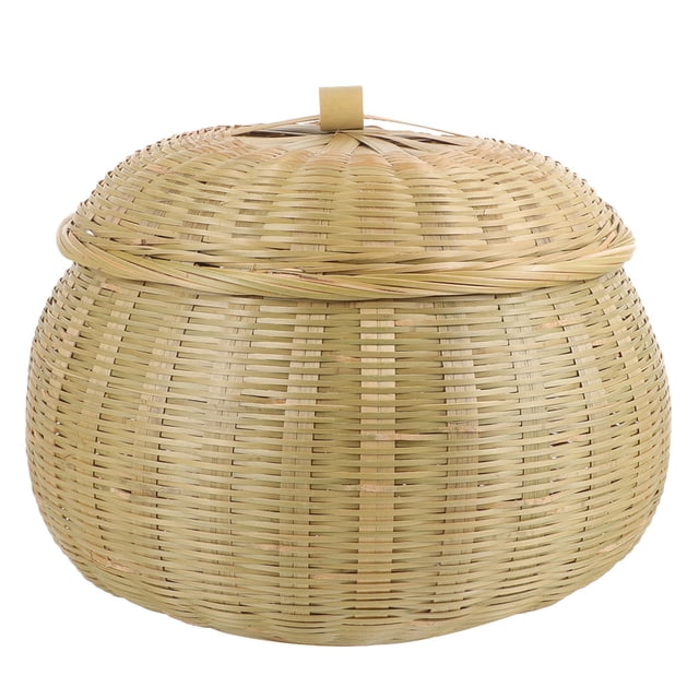Cesta de almacenamiento tejida de bambú, organizador de comestibles de cocina, cesta multiusos para guardar huevos y ajos.