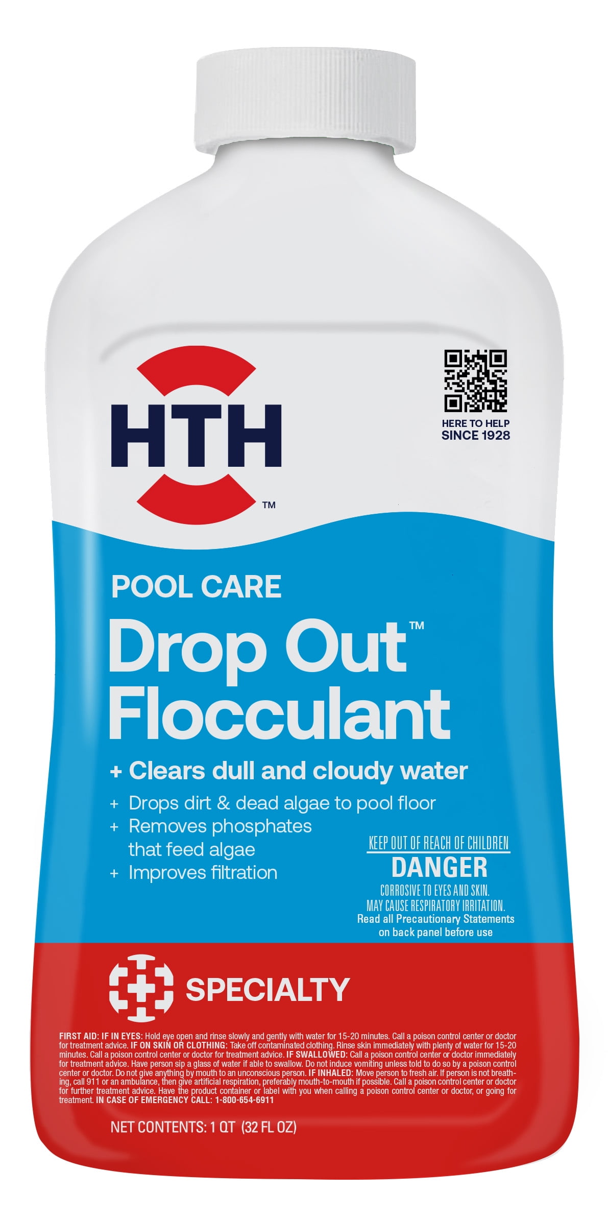 HTH Pool Care Drop Out Flocculant for Swimming Pools, 32 fl. oz.