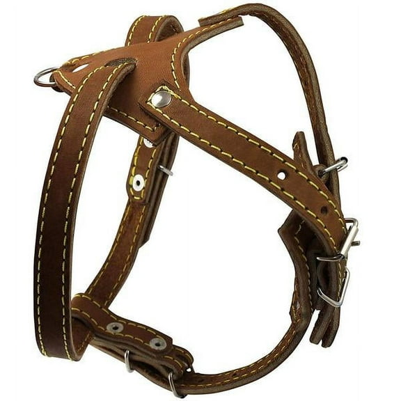 Brown Genuine Leather Dog Harness, 16.5"-20" Chest size, 1/2" Wide