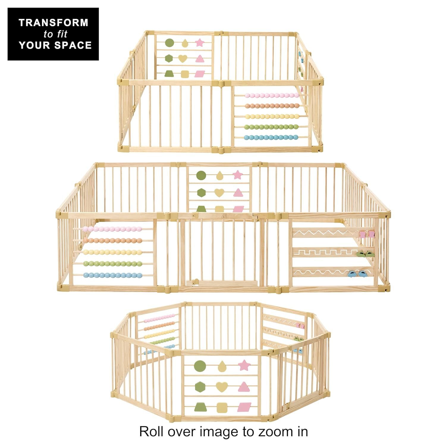 Wooden Foldable Adjustable Baby Play Pen