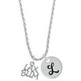 thumbnail image 1 of Delight Jewelry Silvertone LAX BUM Silvertone Script Initial Disc - L - Charm Necklace, 20"+3", 1 of 4