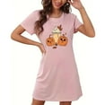 thumbnail image 2 of Fartey Plus Size Graphic Nightgowns for Women Soft Comfy Short Sleeve Crew Neck Pajamas Cute Halloween Print Sleepwear Loose Casual Short Nightdress Pink 5XL, 2 of 5