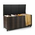 thumbnail image 2 of Coffre de Terrasse en Rotin d'Extérieur, Coffre de Rangement de Patio en Osier PE de 96 Gallons avec Roues et Doublure - Rangement Multifonction pour Coussins de Meubles de Patio, Outils de Jardin et Accessoires de Piscine, 2 of 4