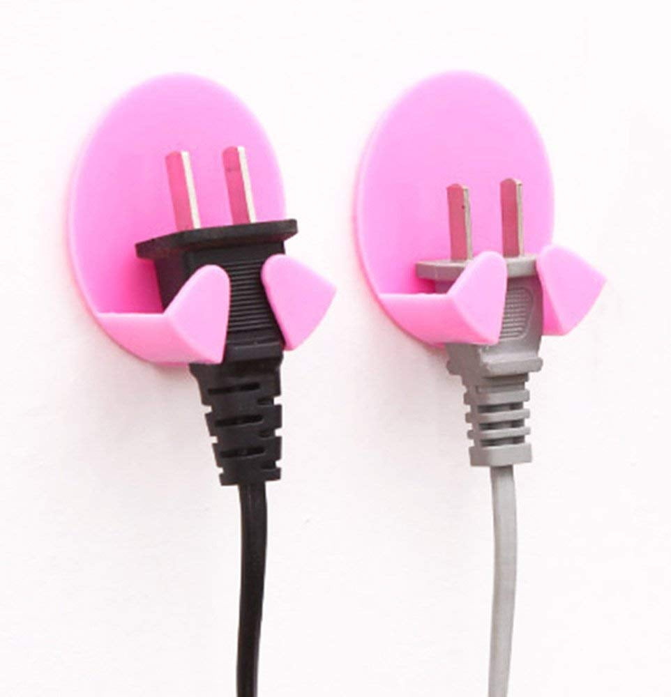 Pro Space Wall Adhesive Plastic Power Plug Hooks, Power Plug Socket