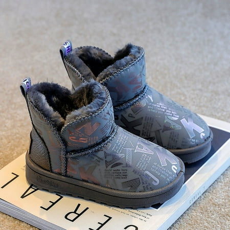 

2024 New Girls Snow Boots Winter fleece-lined Thickened Children‘s Boots Snow Cotton Shoes Soft Bottom Boys‘ Ankle Boots