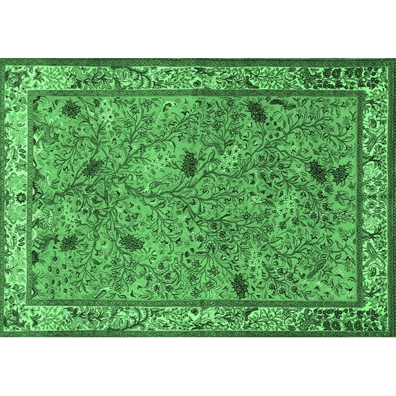 Ahgly Company Indoor Rectangle Animal Emerald Green Traditional Area Rugs, 6' x 9'