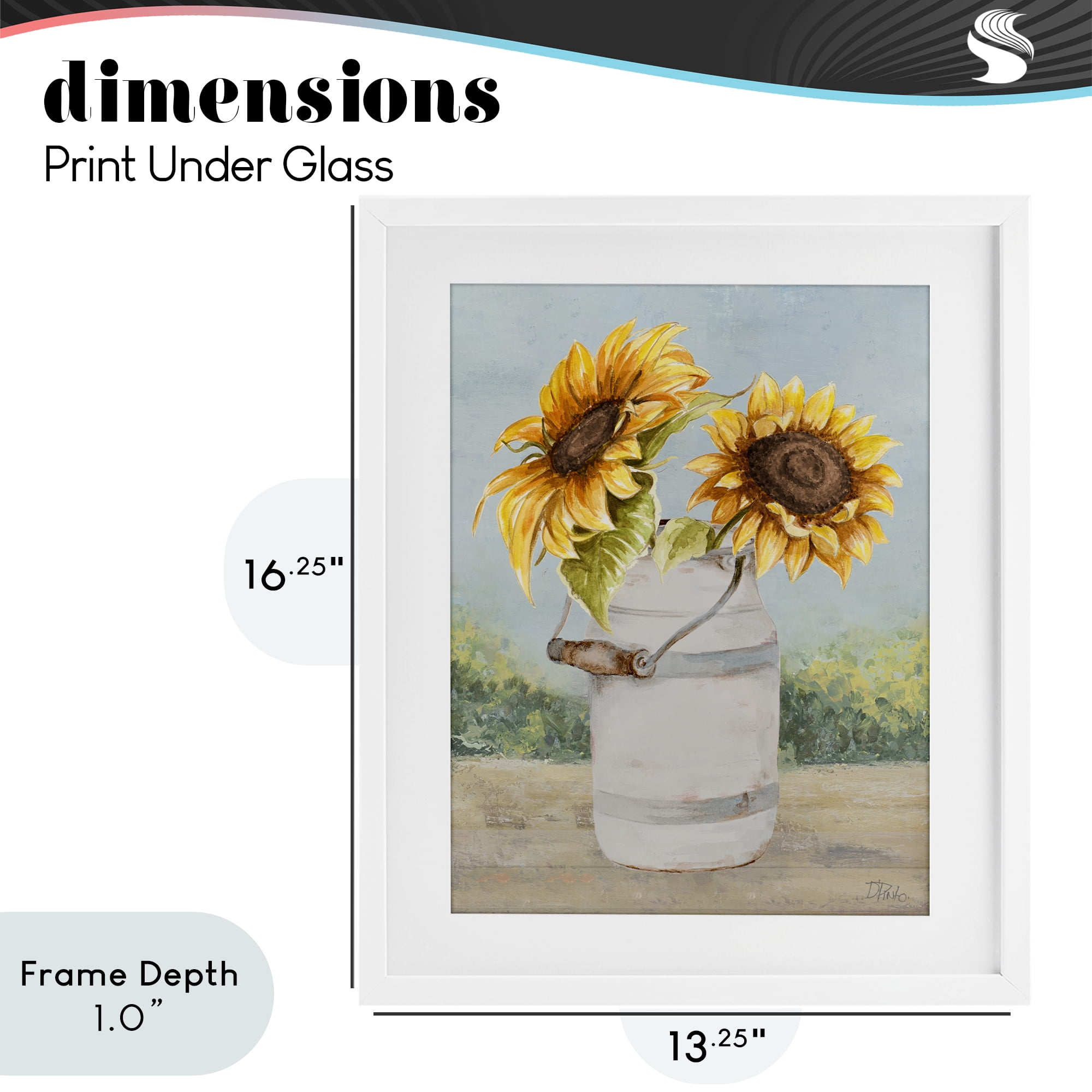 Stupell Industries Sunflower Pitcher in Country White Framed Print Under Glass, design by Patricia Pinto
