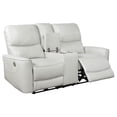 thumbnail image 4 of Pemberly Row Faux Leather Power Reclining Loveseat with Console Ivory, 4 of 14