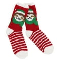 thumbnail image 4 of Gold Medal Women's Christmas Fuzzy Butter Slipper Socks (2 Pr) - Green Penguin & Red Sloth, 4 of 7