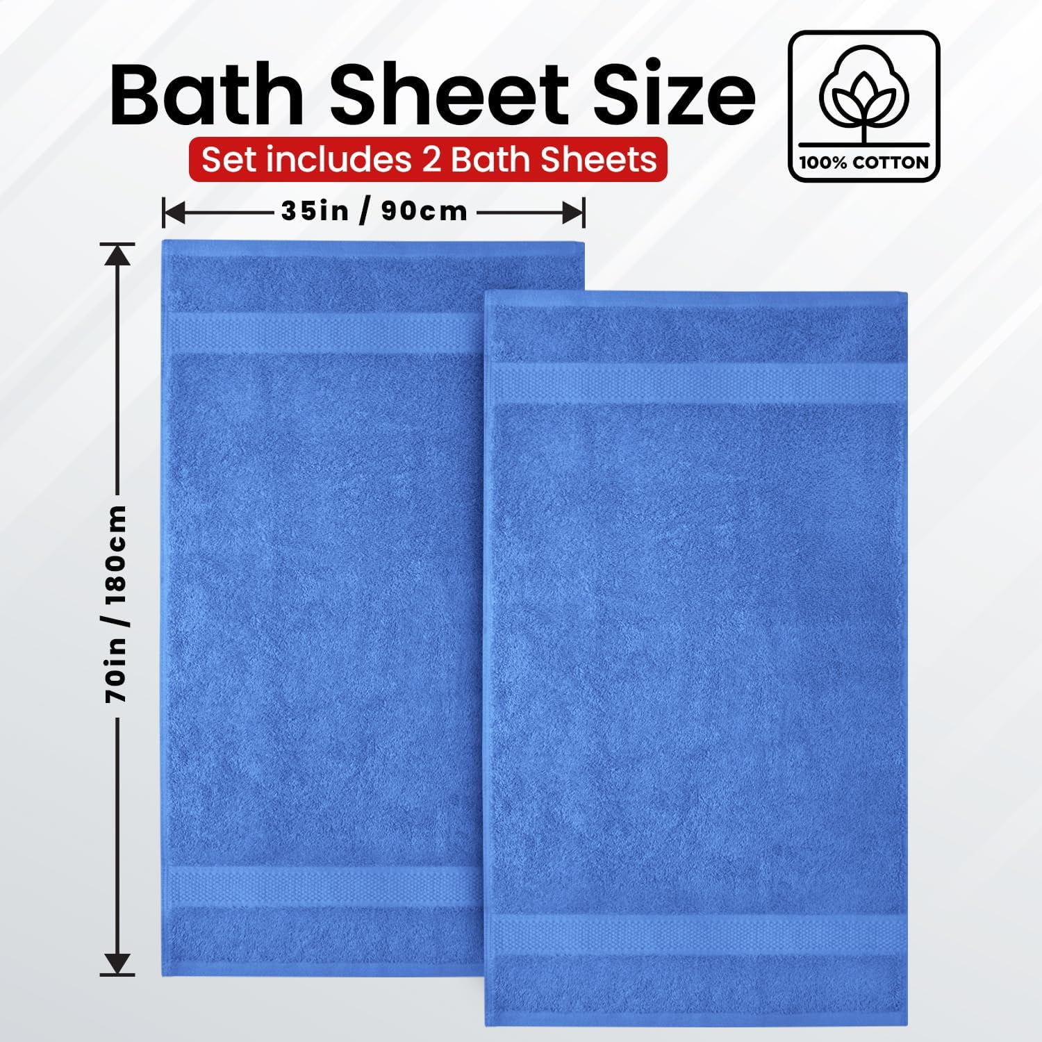 Infinitee Xclusives Premium Blue Bath Sheets Towels for Adults - Pack of 2 - Large Bath Towels 35x70