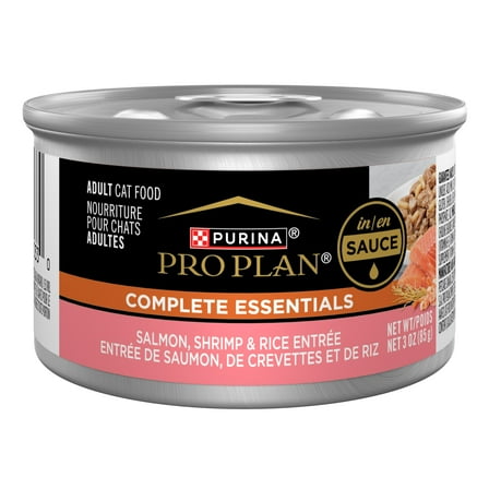 Purina Pro Plan Essentials, Salmon, Shrimp & Rice, Wet Cat Food Pate, 3 oz Cans, 24 Pack