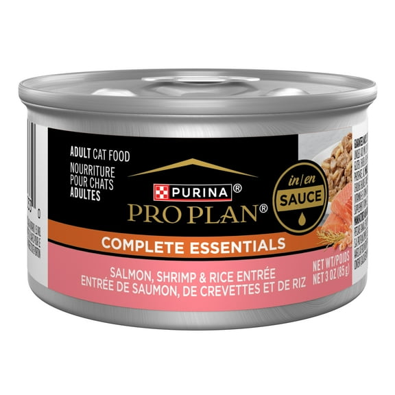 Purina Pro Plan Essentials, Salmon, Shrimp & Rice, Wet Cat Food Pate, 3 oz Cans, 24 Pack