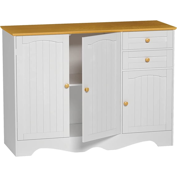 ZXNYH Kitchen Pantry Storage Cabinet Cupboard with Doors and 6 Adjustable Shelves for Small Space, Farmhouse Pantries Organization Cabinet for Dining Room, Living Room, White