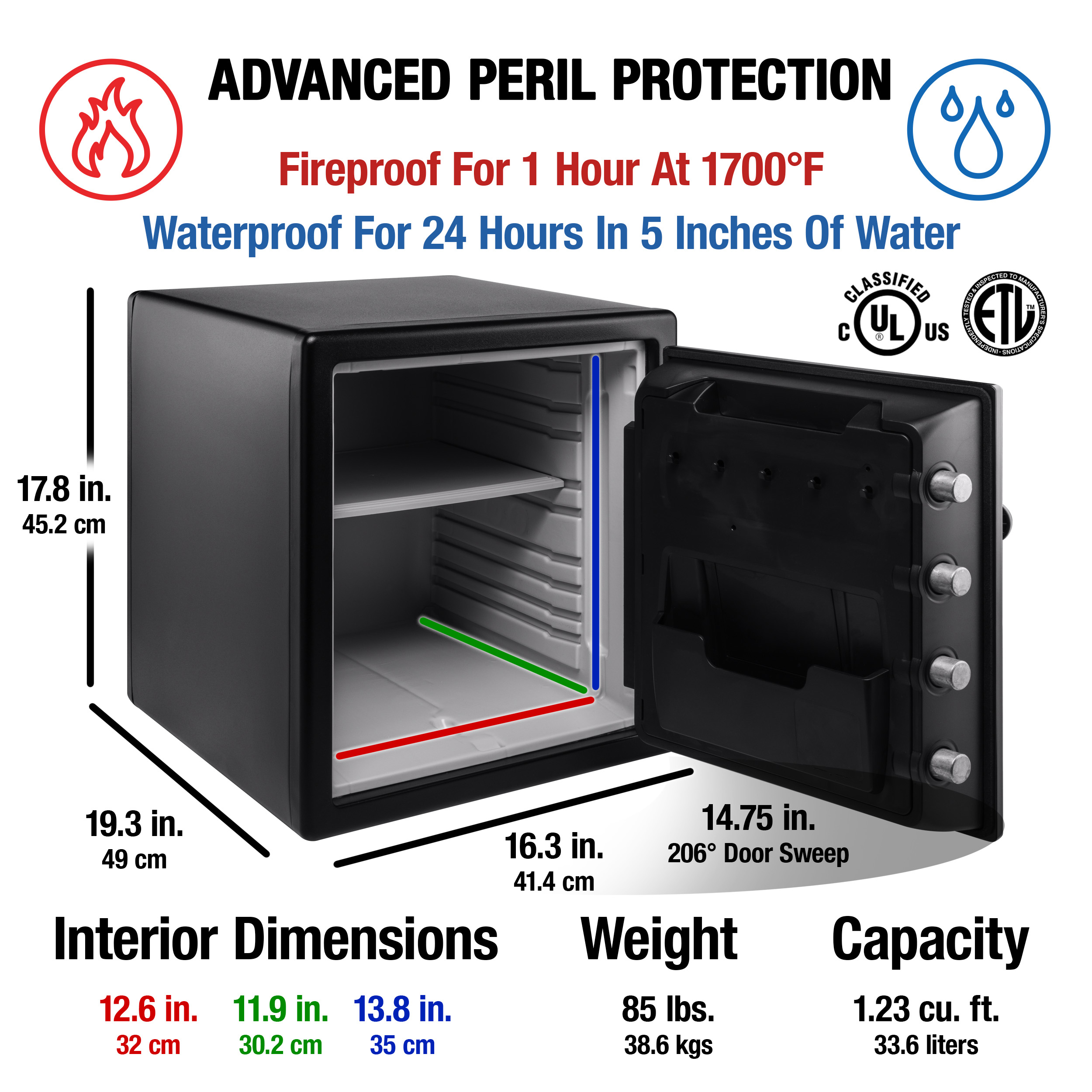 SentrySafe SFW123CS Fire-Resistant Safe and Waterproof Safe with Dial Combination Lock, 1.23 cu. ft. - image 4 of 7