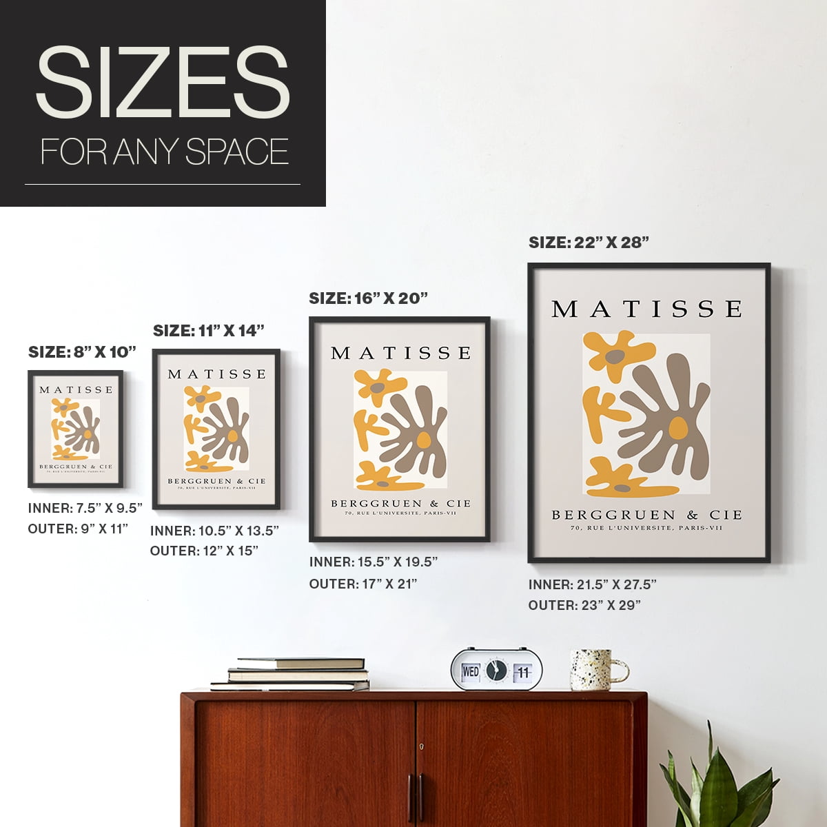Matisse CCCXLIII in Black Solid Wood 11 x 14 Framed Print