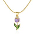 thumbnail image 4 of SSKFHGI Fashion Tulip Gold Lock Bone Chain Necklace Womens Jewelry Wholesale, 4 of 8