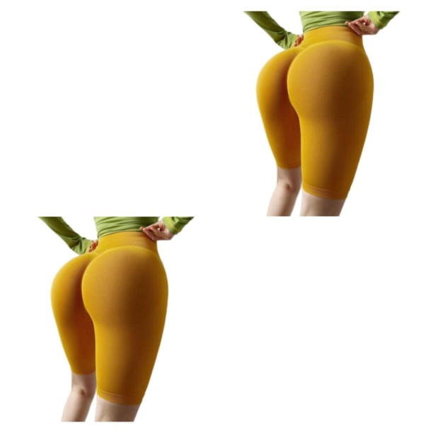 Pantalones cortos de poliéster Minnieouse Gimnasio en casa Correr Jogging Cintura alta Amarillo SG