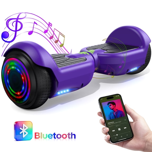 HOVERSTAR Hoverboard Tout-Terrain 6 Pouces pour Enfants et Adultes, Trottinette Électrique Auto-Équilibrée à Deux Roues avec Roues à DEL Clignotantes, Vitesse Maximale de 15 Km/h, Lumière à DEL, Certifiée UL 2272 (Violet)