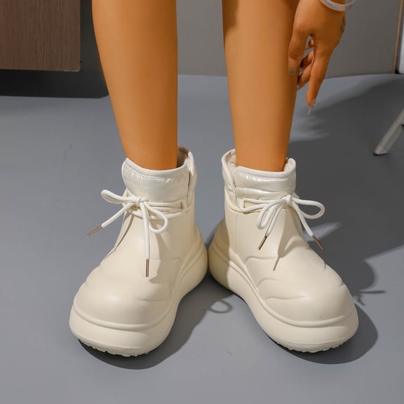 Wowcloth Women's Boots – Fashion Multi-functional Side Zipper Round Toe Platform Sole with Buckle for Casual Lifestyle Wear