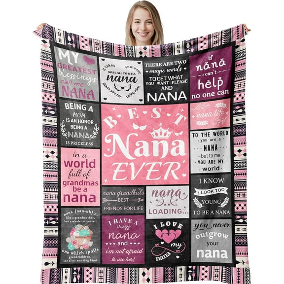 Nana Birthday Gifts, Best Nana Ever Gifts Blanket from Grandkids, Nanas Gifts Idea for Mothers Day Christmas, Super Soft Warm Cozy Throws Blanket Great Gift Ideal for Nanas 60" x 50"