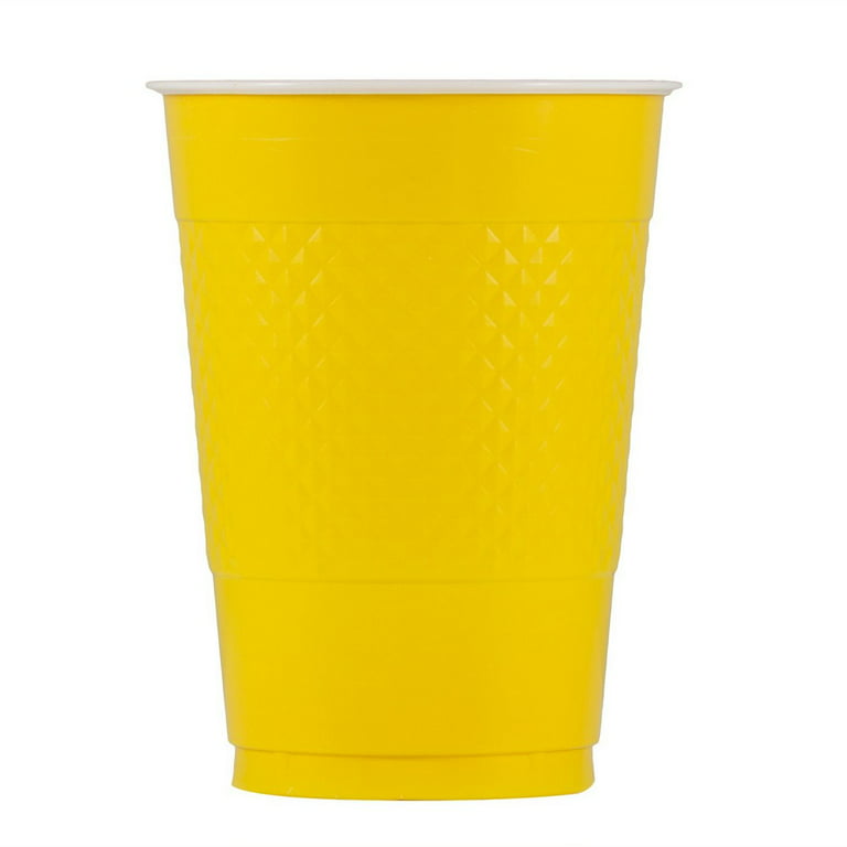 Jam Paper Plastic Cups, 16 oz, Yellow, 20 per Pack