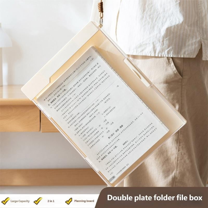 CEORPER Double Layer ABS Document with Clipboard Portable File Organiser Storage Box