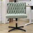 thumbnail image 6 of Armless Office Desk Chair Cross Legged Wide Adjustable Height Swivel Padded Teddy/ Brouce Fabric No Wheels Desk Chair For Home Office Study Bedroom, 6 of 9