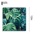 thumbnail image 2 of 12 Inch Wall Clock Battery Operated Silent Clock Decorative for Office, Kitchen, Outdoor, Living Room，Green Monstera Multicolor, 2 of 4