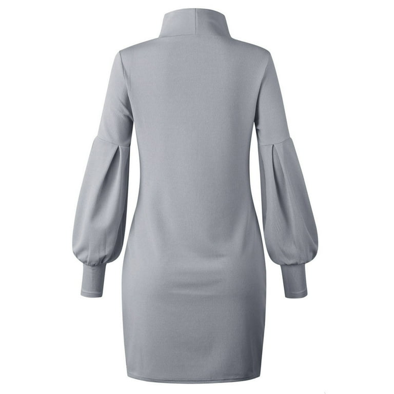 ladies grey jumper dress Jinmgg Dress for Women Plus Clearance,Womens Turtleneck Sweater Dress Ladies Long Sleeve Jumper Mini Dresses Gray Xxxl, Women's, Size: 3XL
