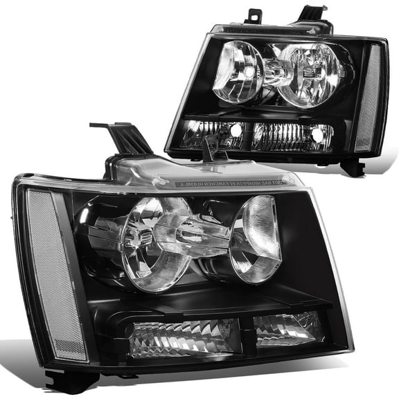 DNA Motoring For 07-14 Chevy Tahoe Suburban Avalanche Black Clear Corner Headlight Lamps Pair