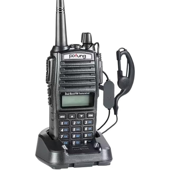Pofung UV-82 VHF/UHF Walkie Talkie with Earpiece Charger And Rechargeable Battery 136-174MHz 400-520MHz for Business And Personal Use