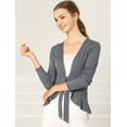 thumbnail image 3 of Cardigan Dobladillo Rizado RebeDe Punto Frente De CorbaPaMujeres Gris S, 3 of 6