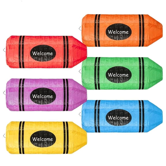 WINDLAND 6Pcs Colorful Paper Lantern Ornament Classroom Ceiling Hanging Decoration for Birthday Wedding and Back to School Day