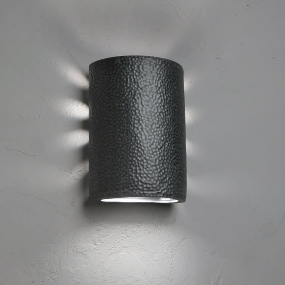 Luxury Lighting Hammerman 10.5" High Ceramic Outdoor Wall Light, Rubbed Pewter Painted Finish, LED Bulb Included