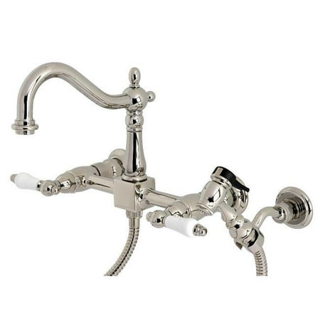 Kingston Brass Ks1266plbs Heritage Wall Mount Bridge Kitchen Faucet With Sprayer 44 Polished Nickel Canada - Wall Mount Bridge Faucet With Sprayer Kingston Brass Ks1266plbs Heritage Wall Mount Bridge Kitchen Faucet With Sprayer 44 Polished Nickel Canada - Wall Mount Bridge Faucet With Sprayer