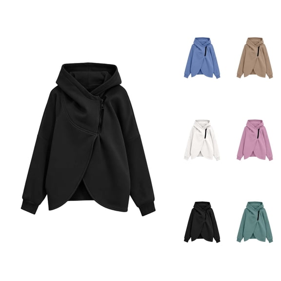 Half Zip Pullover Hoodie for Women 2025 Fall Winter Long Sleeve Irregular Hem Casual Hooded Sweatshirt