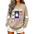 thumbnail image 5 of NTACZA Womens Sweatshirt Halloween Crew Neck Spooky Season Sweatshirt Cute Ghost Grapic Long Sleeve Cozy Pullover Tops Daily Outfits Beige L, 5 of 6