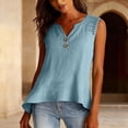 thumbnail image 3 of Tank Tops for Women Cotton Women's Fashionable Casual Solid Color Pleated Cotton And Linen Top V Neck Sleeveless Shirt Vest V Neck T Shirts, 3 of 6