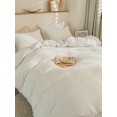 thumbnail image 5 of White Solid Bedding Sets King All White Duvet Cover Set Solid Pattern Washed Microfiber, No Filling, 5 of 9