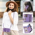 thumbnail image 3 of Asuwish Phone Case for Samsung Galaxy S22 Ultra 5G Zipper Wallet Magnetic Detachable Cell Cover with Tempered Glass Screen Protector Crossbody Strap Flower Card Holder Slot S22ultra 22su Women Purple, 3 of 8