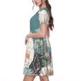 thumbnail image 2 of Naloa Celestial Cat And Flowers Print Womens Summer A-Line Dress with Pockets,Short Sleeve Dresses,Flowy Beach Swing Dress for Vacation Travel, 2 of 6