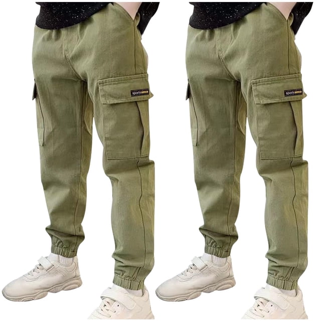 Odeerbi 3-14 Años Para Niños 2 Pcs Pantalones de Carga Delgados Pantalones Deportivos Deportivos Pantalones de Trabajo Casuales Con Bolsillo