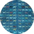 thumbnail image 1 of Ahgly Company Indoor Round Abstract Light Blue Modern Area Rugs, 3' Round, 1 of 4